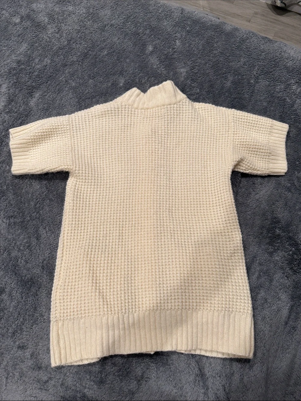 Michael Kors Cream Short-Sleeve Knit Cardigan with Gold Hardware